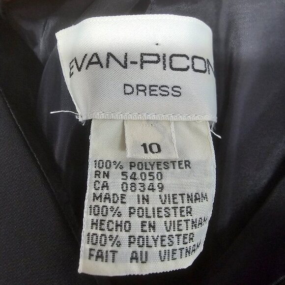 Vintage Evan Picone Black Sleeveless Evening Maxi Dress Shift Minimalist 10 - Picture 8 of 9